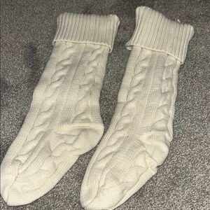Cozy Cable Knit Cream stockings